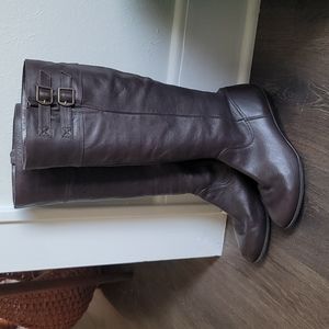 Dark brown leather boots